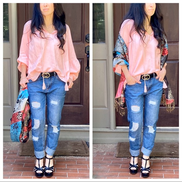 ShopEvelynne Tops - Spring pretty gauze like peasant boho blouse